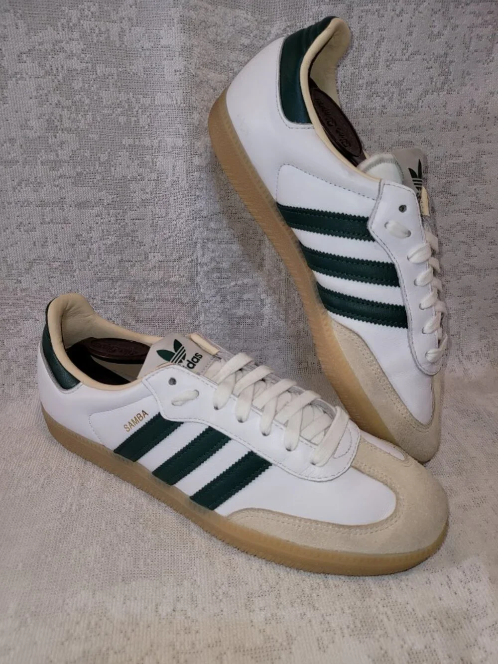 Adidas Men’s Samba OG Originals Size 9 White Collegiate Green Gum JS3831 Shoes - Picture 6 of 16